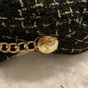 JUICY COUTURE! Chic Black Tweed Cap with Gold Chain- One Size Juicy Couture | Accessories | Nwt Juicy Couture Tweed Plaid  main image 4